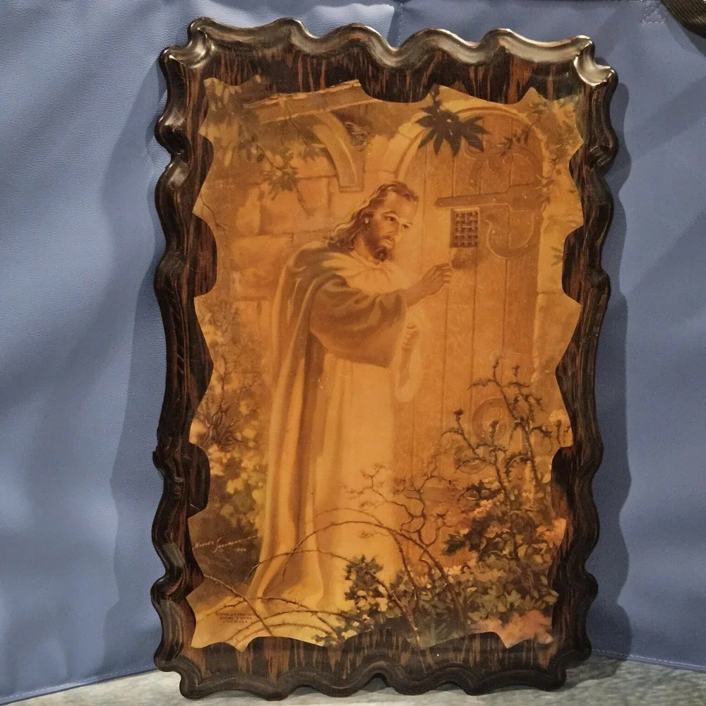 Vintage Warner Sallman Christ At‎ Heart's Door Wall Plaque 22x15 Religious Decor